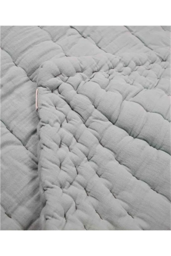 Tapis d'éveil bébé en mousseline à motif feuilles 105 x 80 cm (lavé) Menthe Df