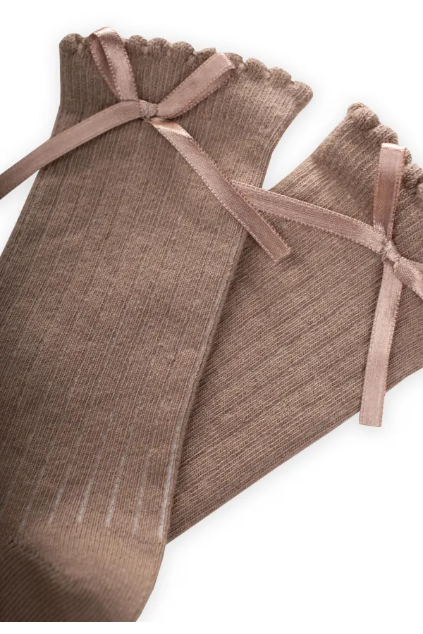 Çocuk Diz Altı Kız Çorap 2-9 Yaş Vizon