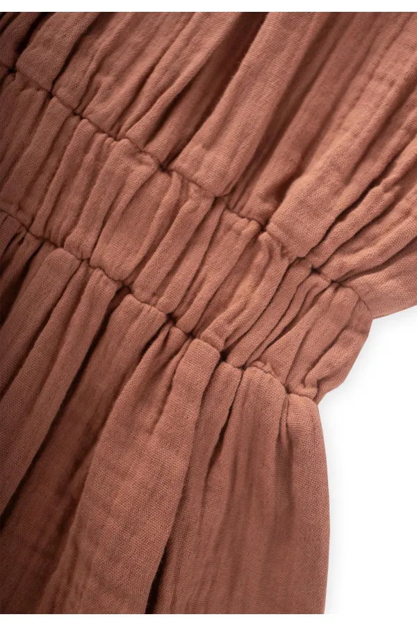 Robe rustique bio pour fille de 2 à 9 ans, marron