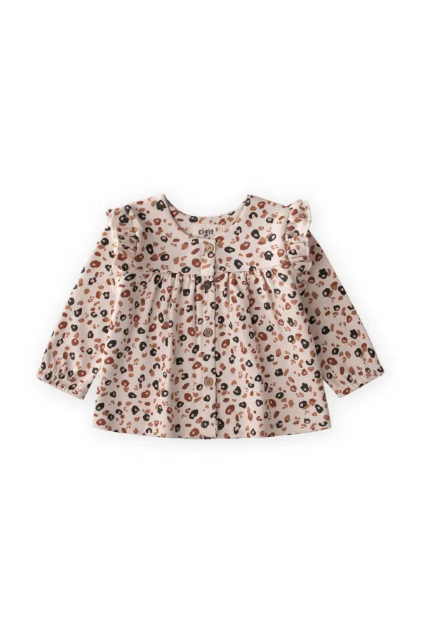 Oversize Desenli Hırka 1-5 Yaş Taş