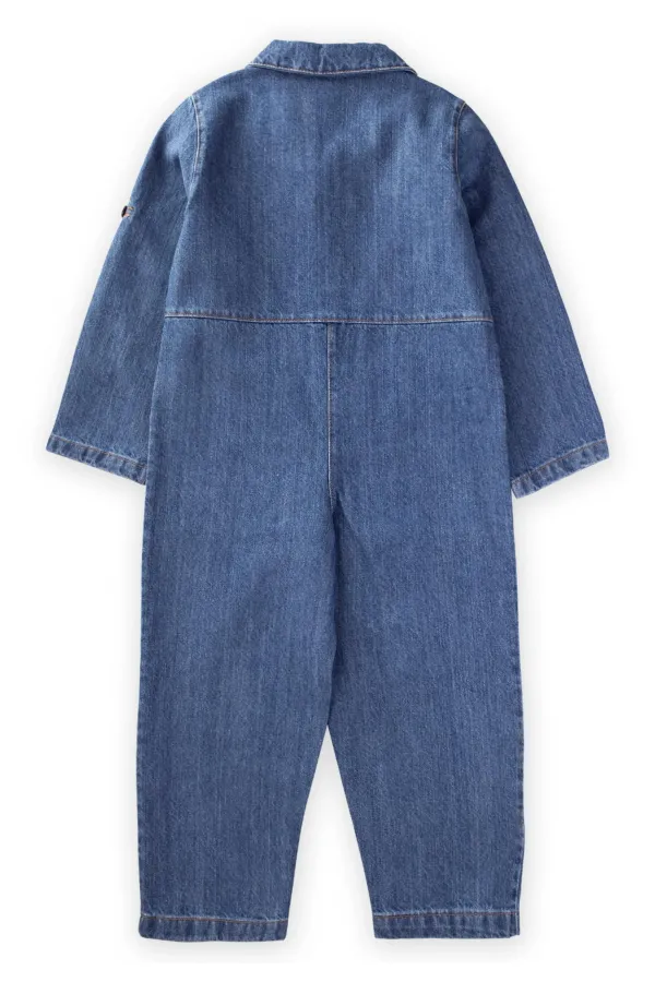 Çift Cepli Kot Tulum 2-7 Yaş Mavi