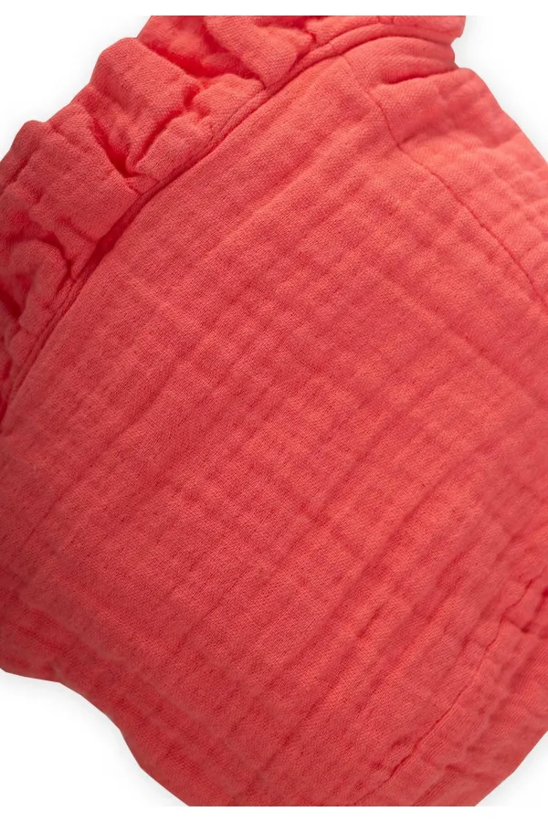 Bonnet bébé musulman à nouer et à volants, corail, 0-2 ans