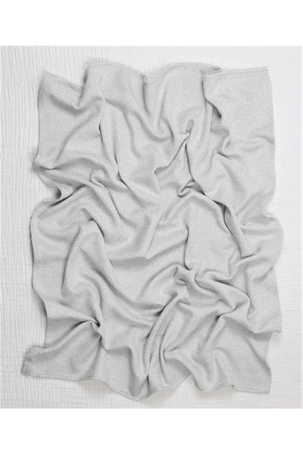 Couverture bébé en coton tissé à motifs (lavée) 93 x 100 cm +/- 3 cm Gris