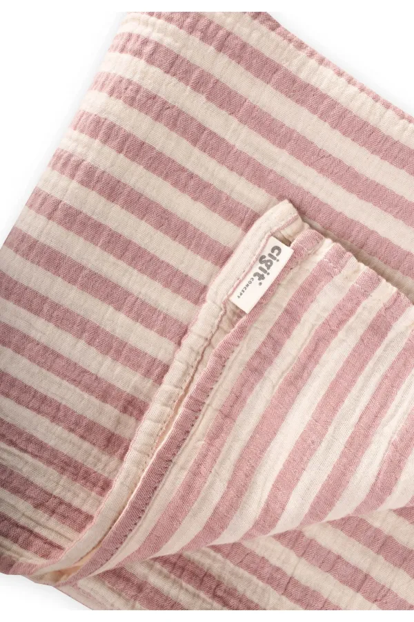 Natural Blanket 90x100cm Rose Pink Thick Striped