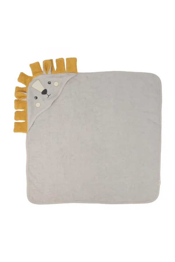 Aslan Figürlü Bebek Havlu 75x75 cm Gri