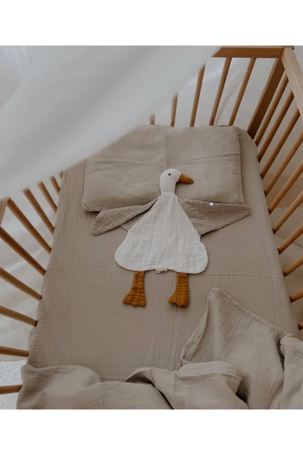 Duck Muslin Sleeping Companion (Washed) 35x35 cm Ecru-Grey