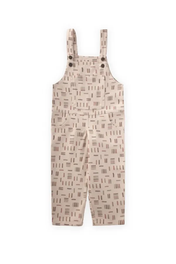 Patterned Gabardine Overalls 2-7 Years Old Ecru Striped
