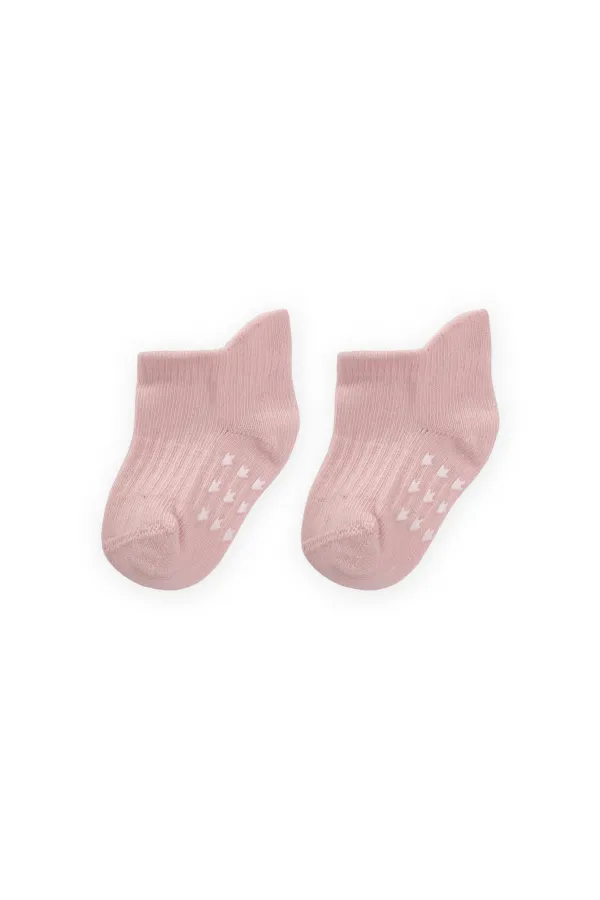 Chaussettes-chaussons bébé imprimées ABS 0-4 ans couleur poudre