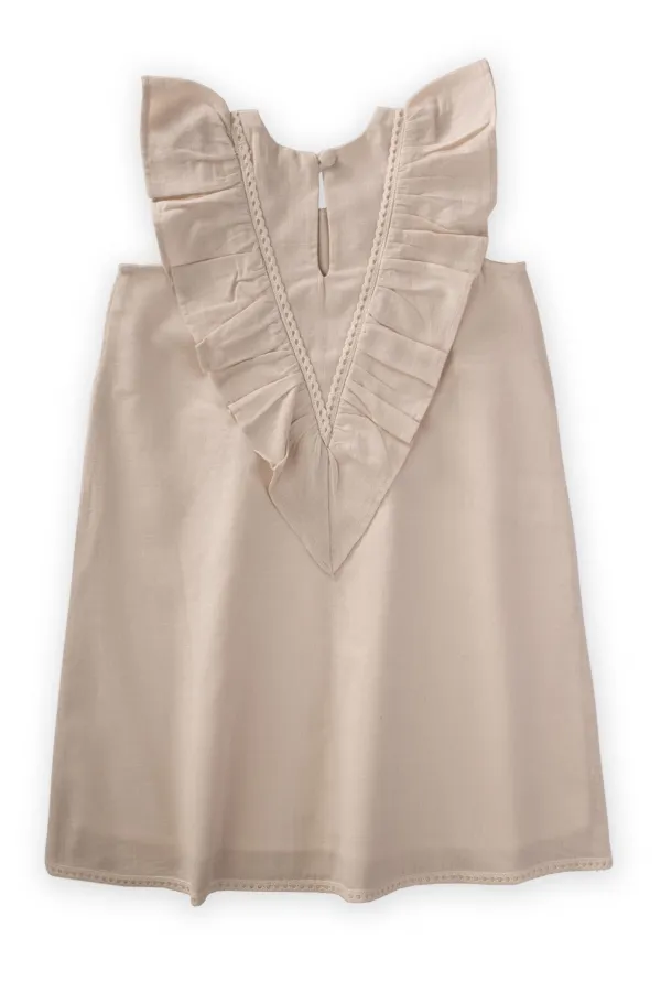 Robe à ourlet et dos en dentelle, 2-7 ans, écru