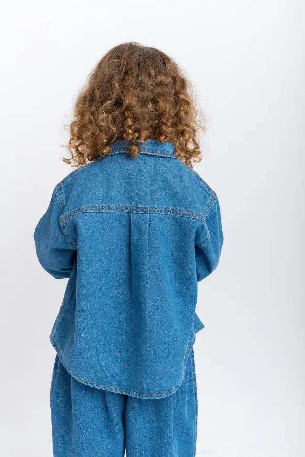 Kot Gömlek 2-7 Yaş Mavi