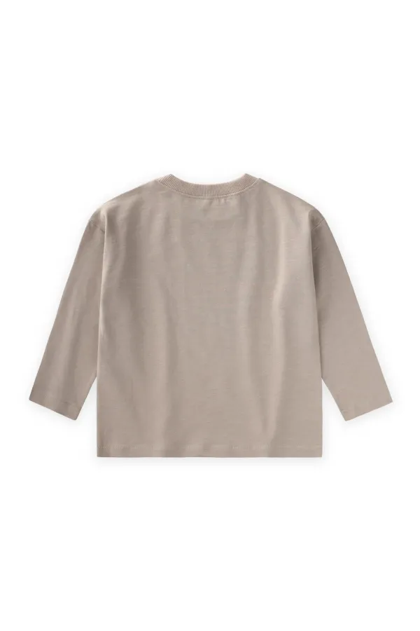 T-shirt à manches longues avec slogan, 2-10 ans, taille S, couleur vison