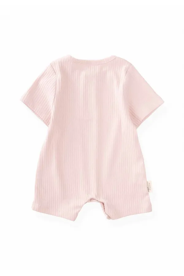 Salopette côtelée rose poudré pour bébé de 0 à 3 ans