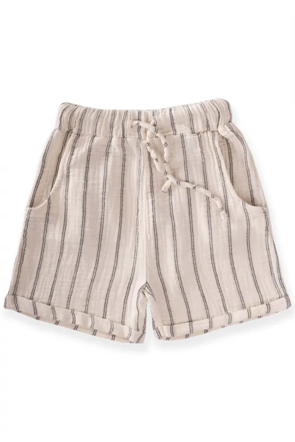 Pantalon Capri en mousseline de coton biologique à jambes doubles, 3-8 ans, rayures doubles