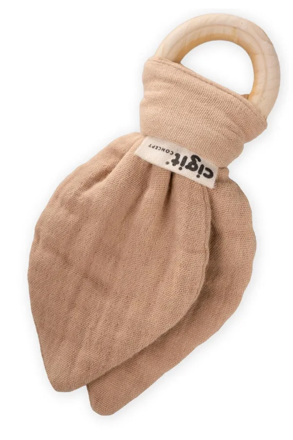 Ahşap müslin Kumaştan Diş Kaşıyıcı Sütlü Kahve