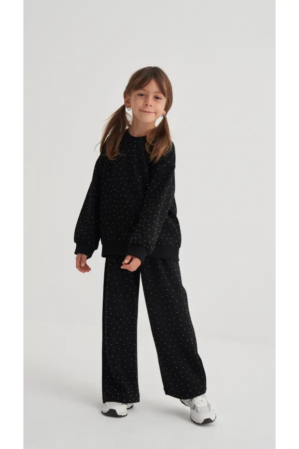 Komple Taşlı Modal Takım 2-7 Yaş Siyah