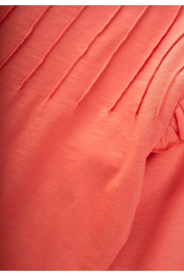 Ribbed Detail T-Shirt Set, Ages 2-8, Coral