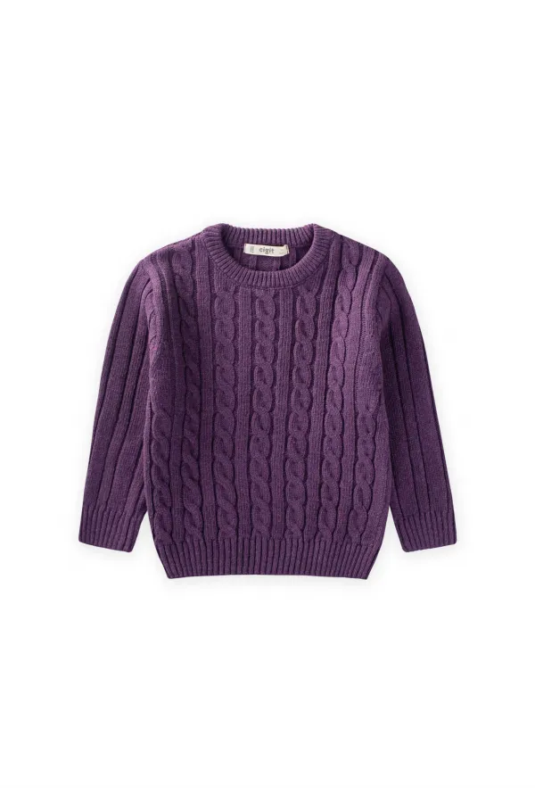 Braided Sweater, Ages 1-8, Purple