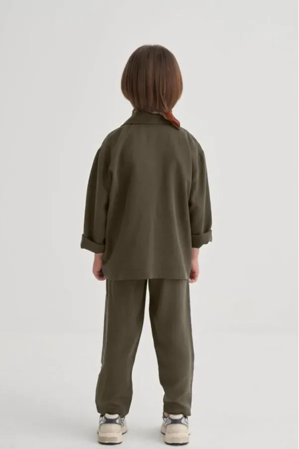 Ceketli Tencel Takım 2-7 Yaş Haki Yeşil
