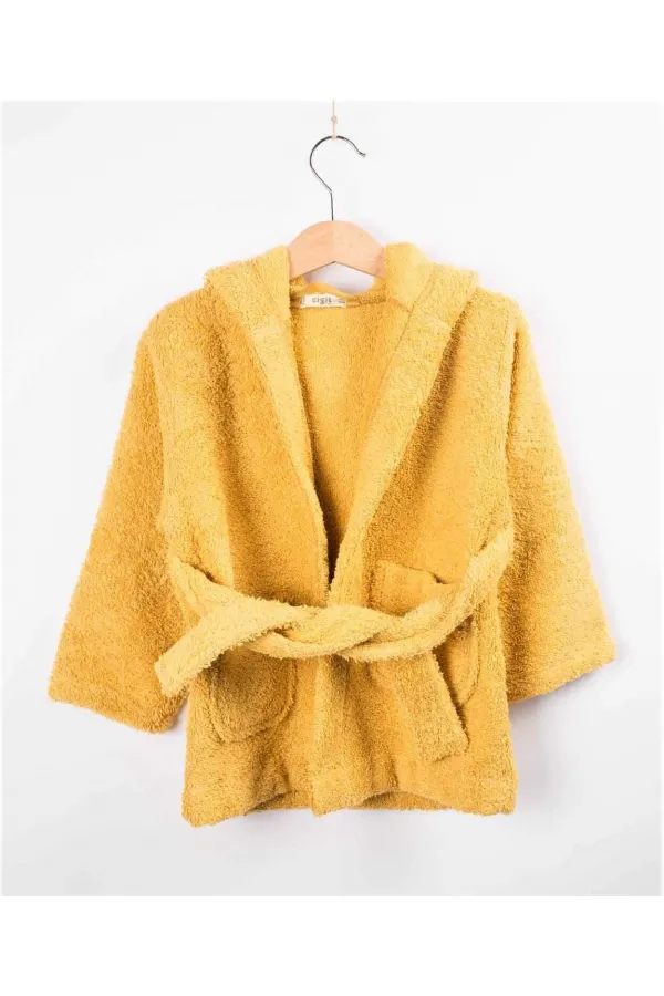 Peignoir enfant 2-9 ans jaune moutarde