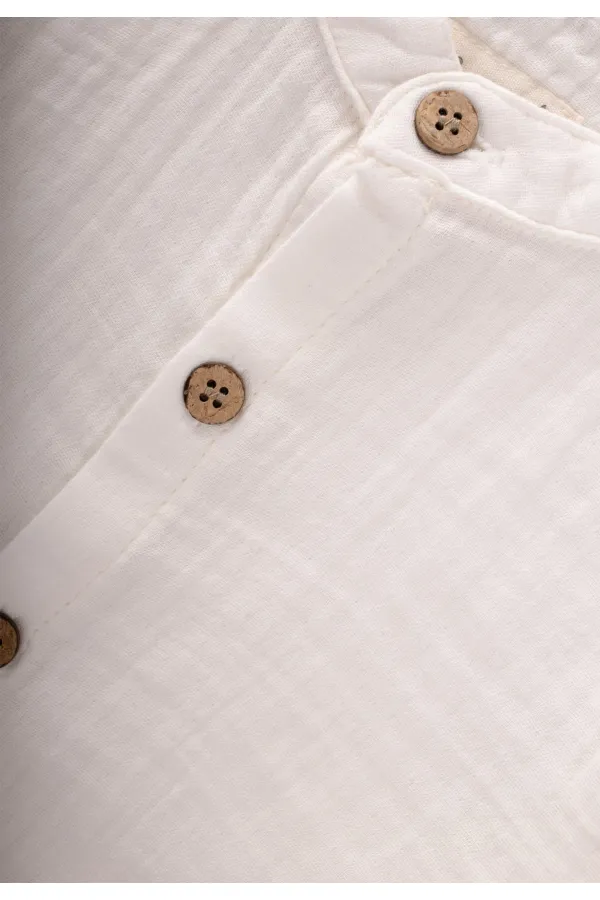 Chemise en mousseline 2-10 ans blanc cassé