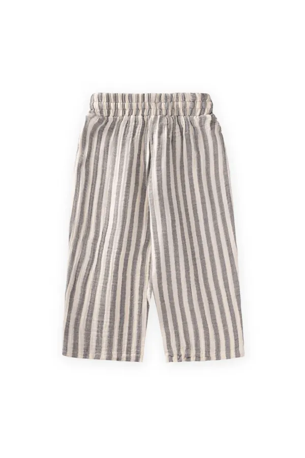 Müslin Pantolon 1-10 Yaş Antrasit Kalın Çizgili