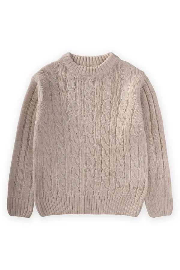 Braided Sweater, Ages 1-8, Beige