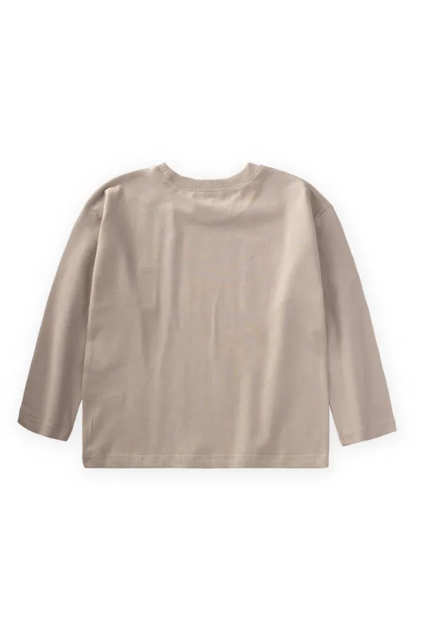 Etiket Detaylı Mevsimlik T-Shırt 2-10 Yaş S Vizon