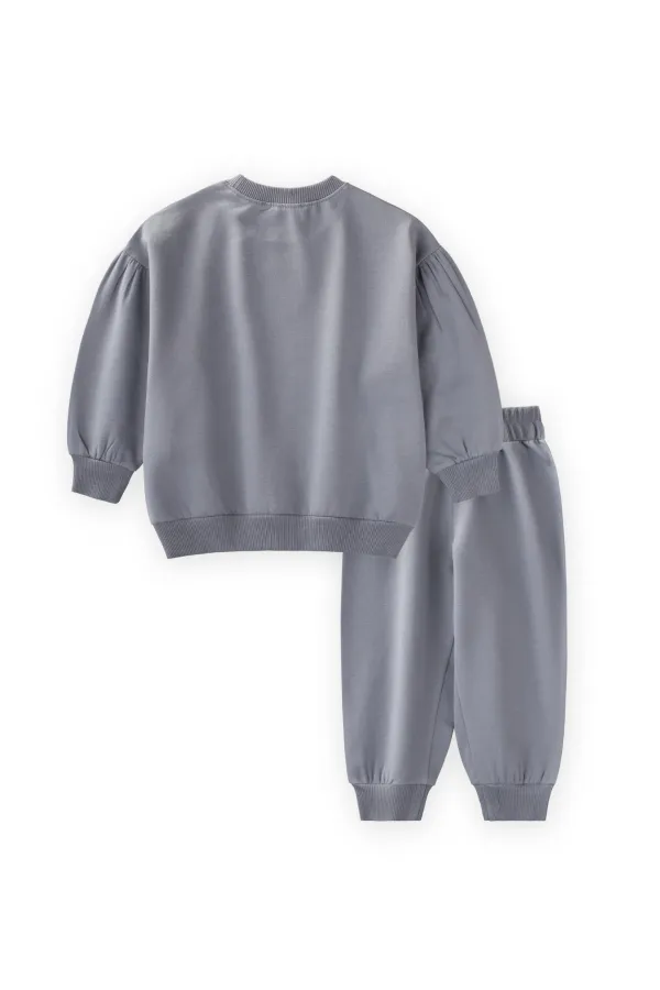 Etiket Detaylı Sweatshirt Takım 1-7 Yaş Mint Yeşil