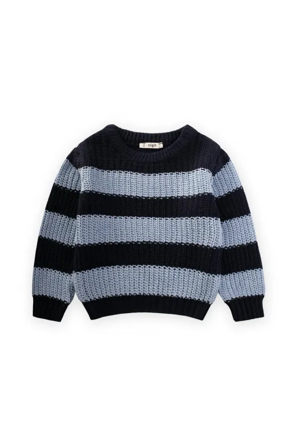 Pull rayé Selanik en maille pour enfants de 2 à 8 ans, bleu marine