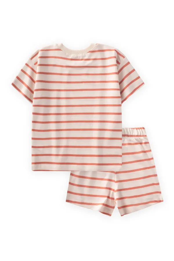 Ensemble short rayé orange 1-7 ans