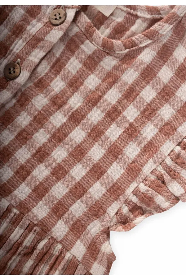 Robe à carreaux Peti marron, 1-8 ans