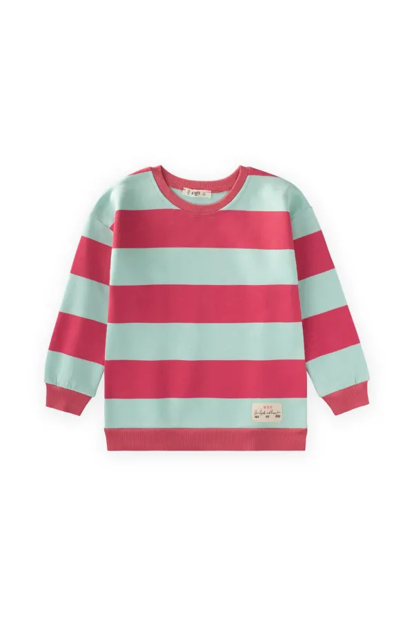 Sweatshirt 4-12 Years Mint Coral Striped