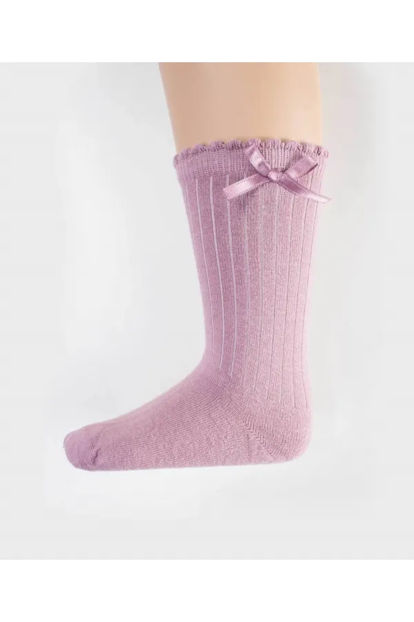 Children's Knee-High Girls' Socks for 2-9 Years Old Dusty Rose