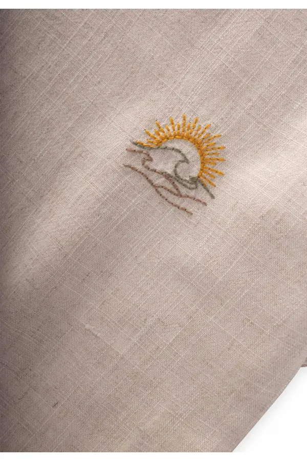 Güneş Nakışlı Keten Bluz 2-7 Yaş Naturel