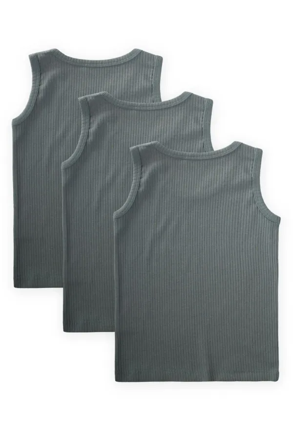 Üç lü Fitilli Geniş Askılı Atlet 2-9 Yaş Çağla Yeşili