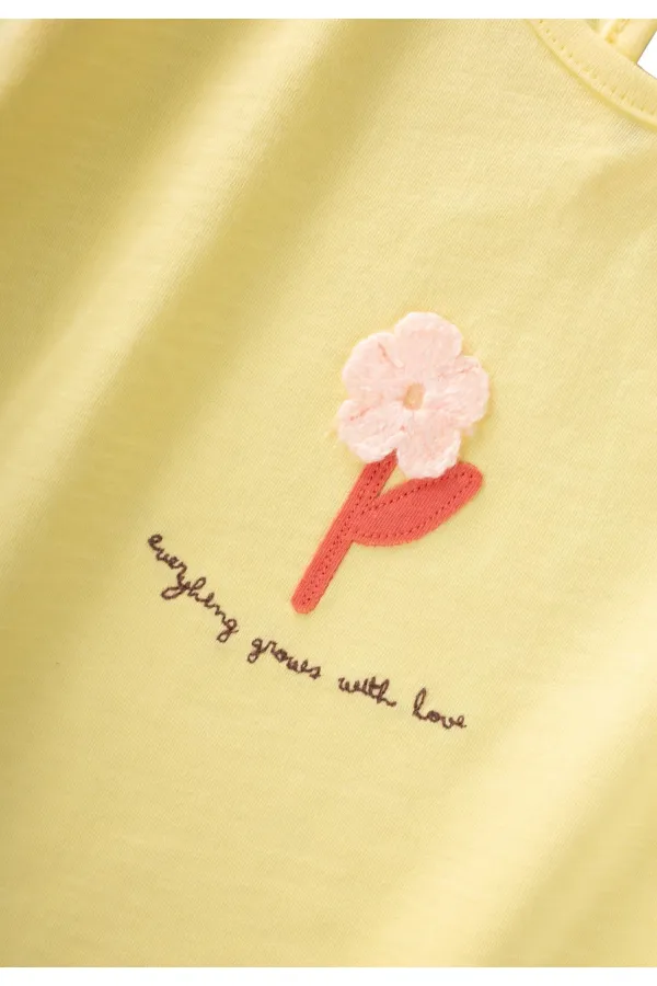 Aplikeli T-Shirt 2-8 Yaş Sarı