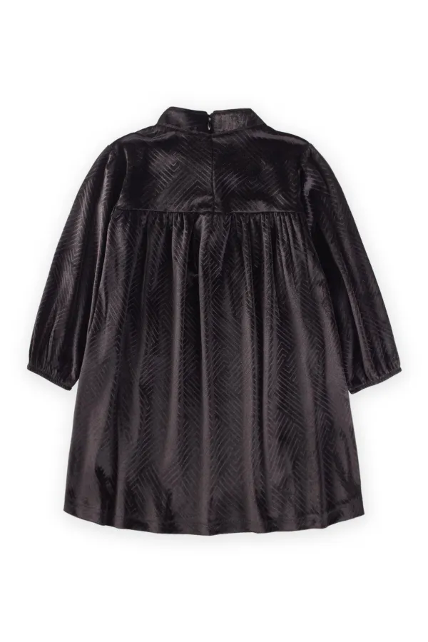 Shiny Velvet Dress for 2-8 Years Old with Black Pattern