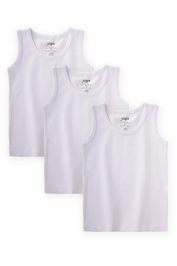 Ensemble trois pièces débardeur pour garçon, 2-9 ans, blanc