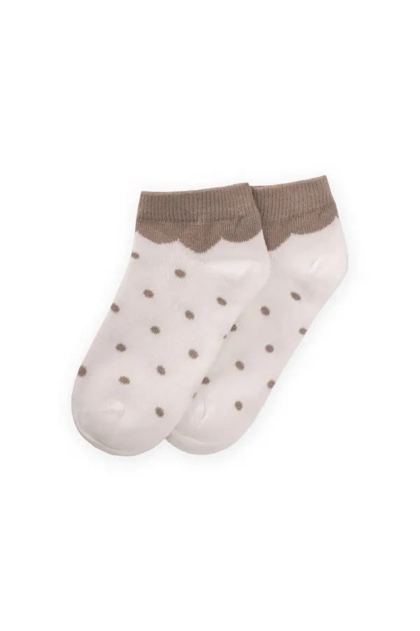Polka Dot Children's Bootie Socks 5-12 Years Mink