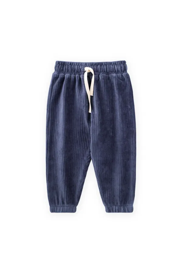 Pantalon de jogging en velours côtelé bleu marine, 1-10 ans