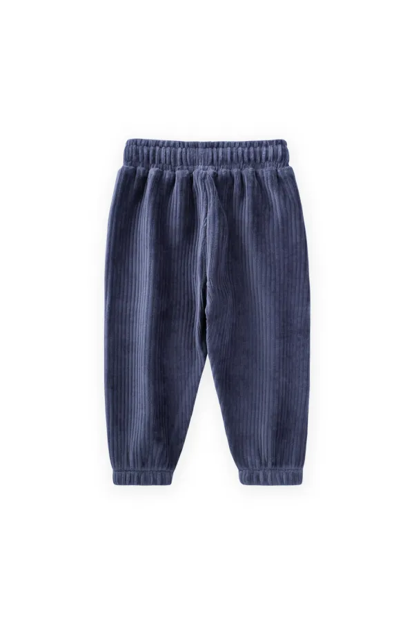 Pantalon de jogging en velours côtelé bleu marine, 1-10 ans