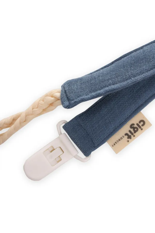 Baby Cotton Pacifier Holder 23 cm Indigo Blue