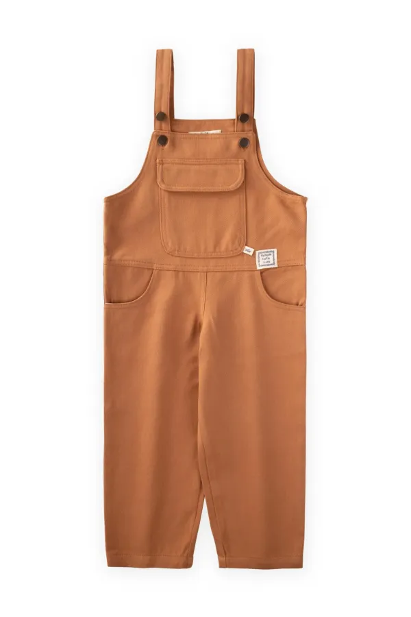 Salopette en gabardine beige, 2-7 ans