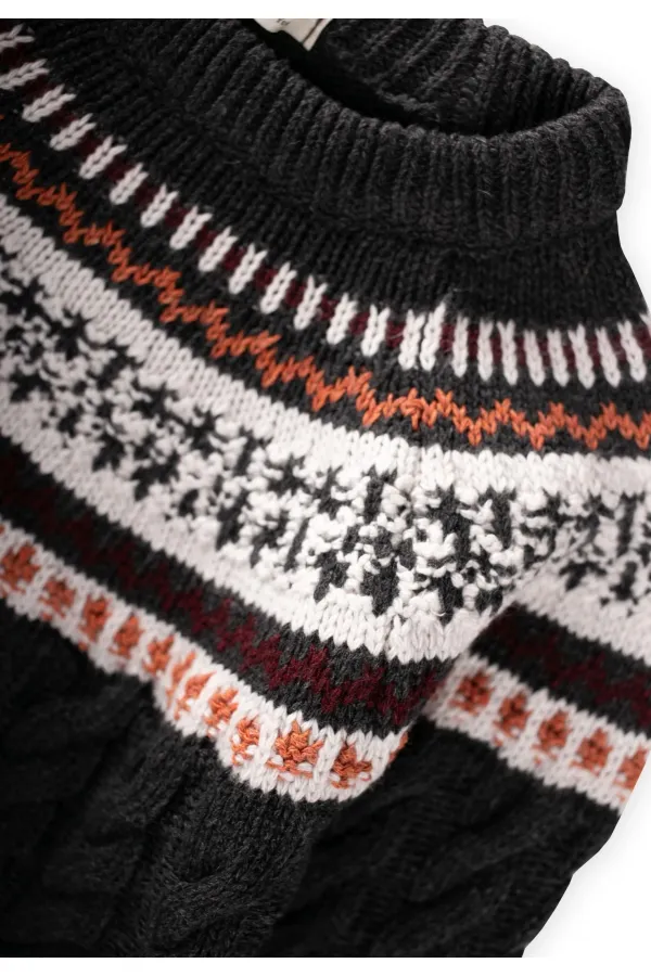 Desenli Triko Kazak 2-8 Yaş Antrasit