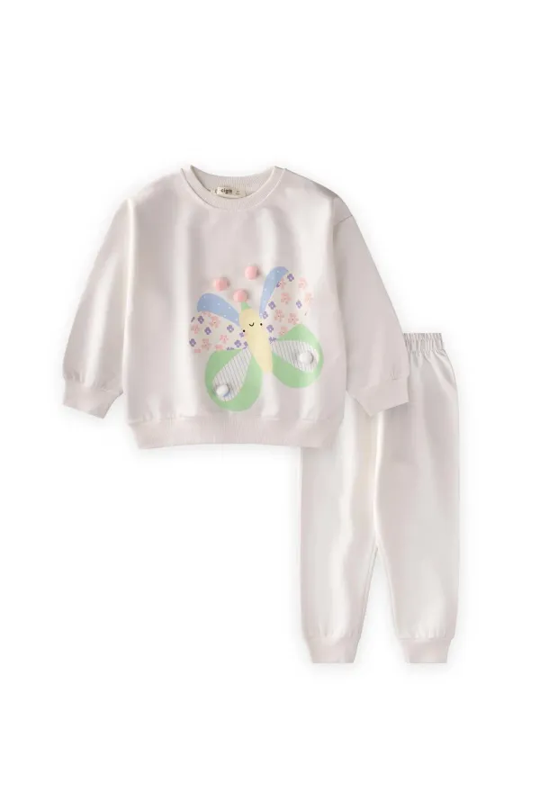 Colorful Butterfly Print Set, Ages 2-7, Ecru