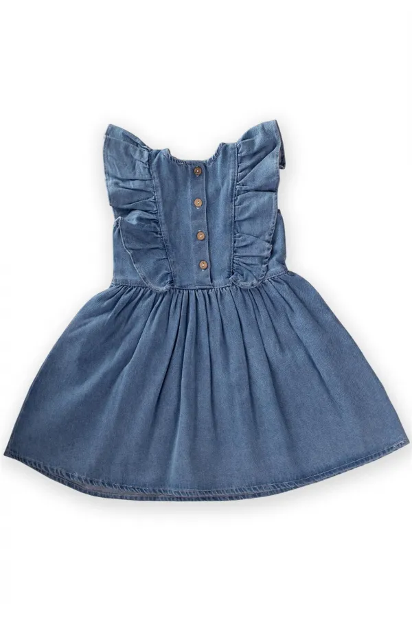 Robe en jean à épaules volantées, 2-7 ans, bleue