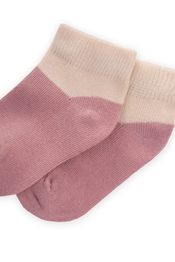 Two-Tone Baby Bootie Socks for 0-4 Years Old Dusty Rose