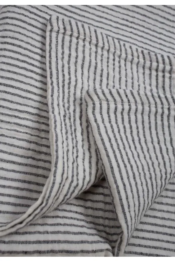 Naturel Müslin Battaniye 90X100Cm Füme İnce Çizgili