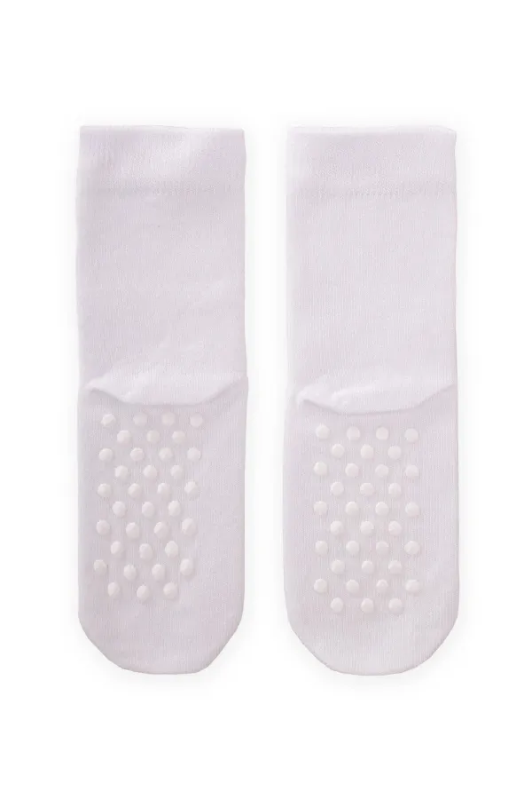 Tabanı ABS li Bambu Çocuk Çorabı Beyaz