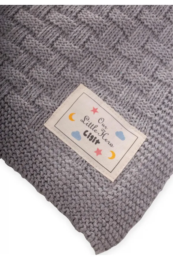 Roma Desen Triko Battaniye 80X100Cm Gri